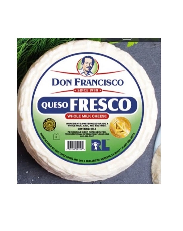 Queso Fresco Don Francisco 15 Lbs x Caja (6.80 Kgs)  Don Francisco Cheese 15 Lbs (6.80 Kgs)